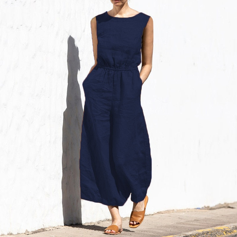 Women's breathable linen jumpsuit