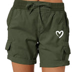 Women's Heart Print Cargo Shorts