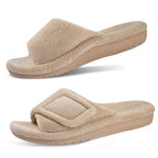 Open-Toe Indoor Slippers with Hook-and-Loop Fastener & Non-Slip Sole
