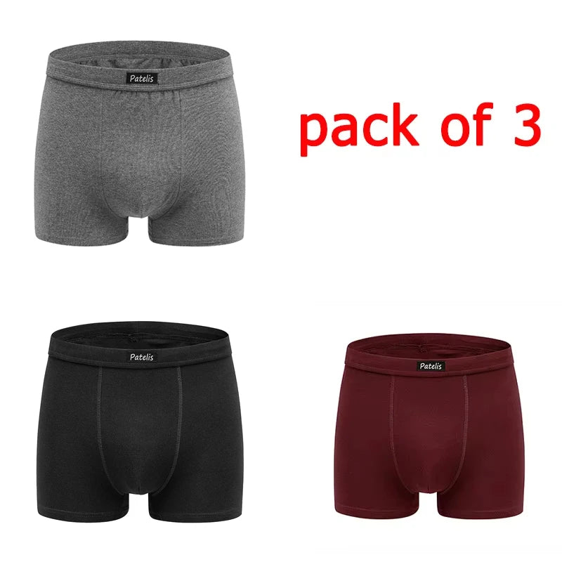 Pack of 3 Men's Plus Size Cotton Boxers – Premium Comfort from XL to 8XL
