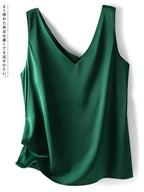 Timeless Satin Tank Top V-Neck Front & Back
