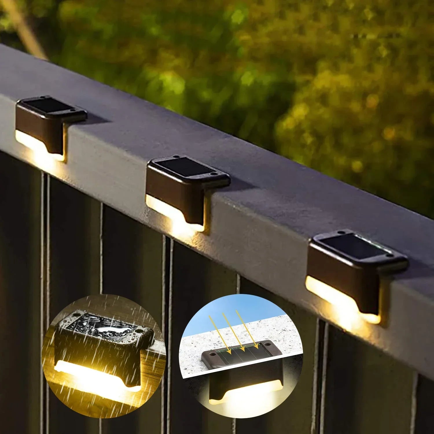 4 Lampes Solaires LED Extérieur Imperméables pour Escaliers & Rambarde
