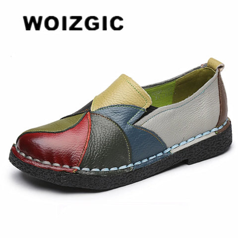 Mocassins Multicouleurs Estivales en Cuir de Vache pour Femmes