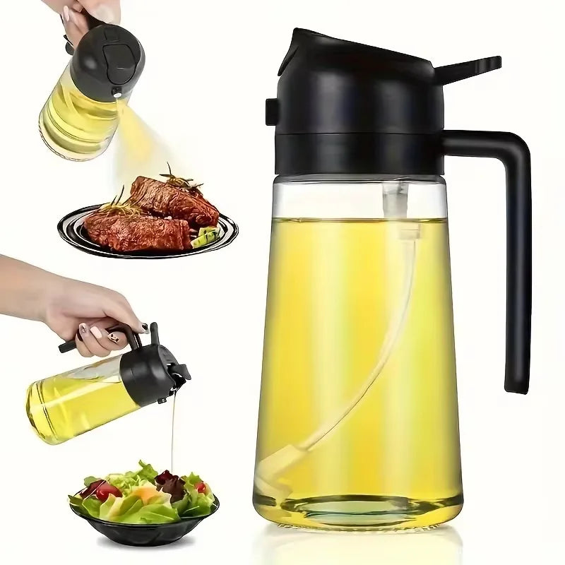 2-in-1 Glass Oil Sprayer for Cooking with Handle
