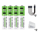 4 Piles Rechargeables USB AA 1.5V – 3800mAh