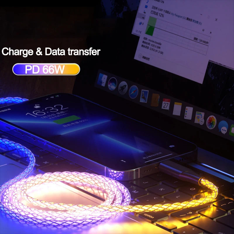 3-in-1 RGB Light Cable - 66W Charging