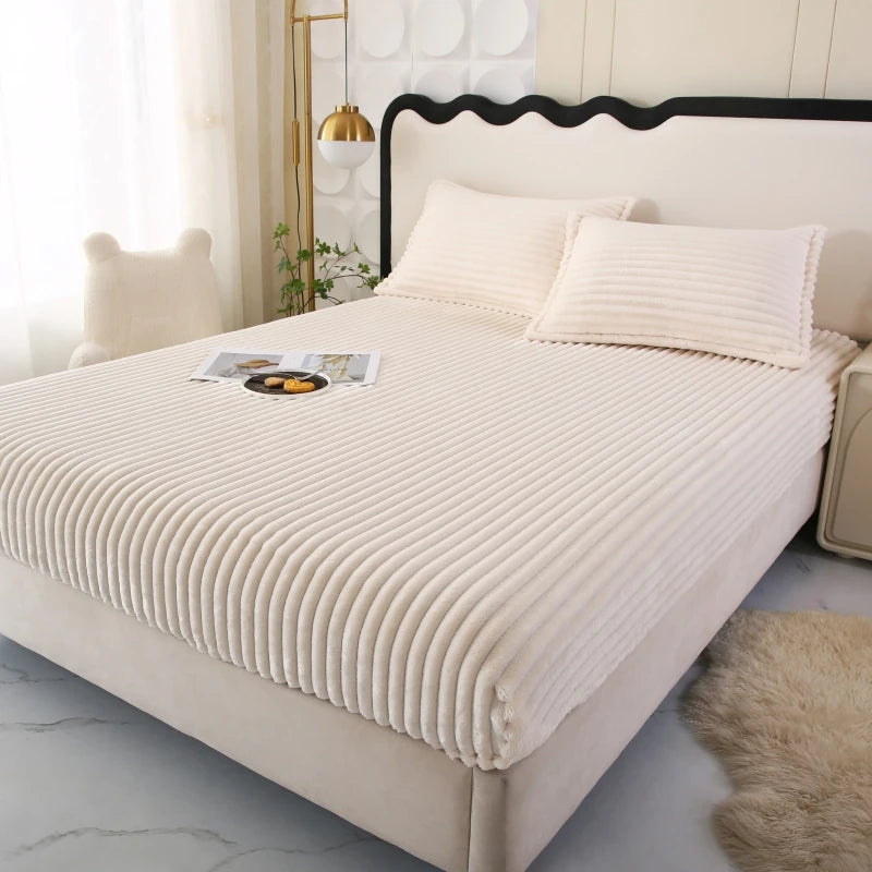 Drap Housse Chaud & Doux en Velours Côtelé