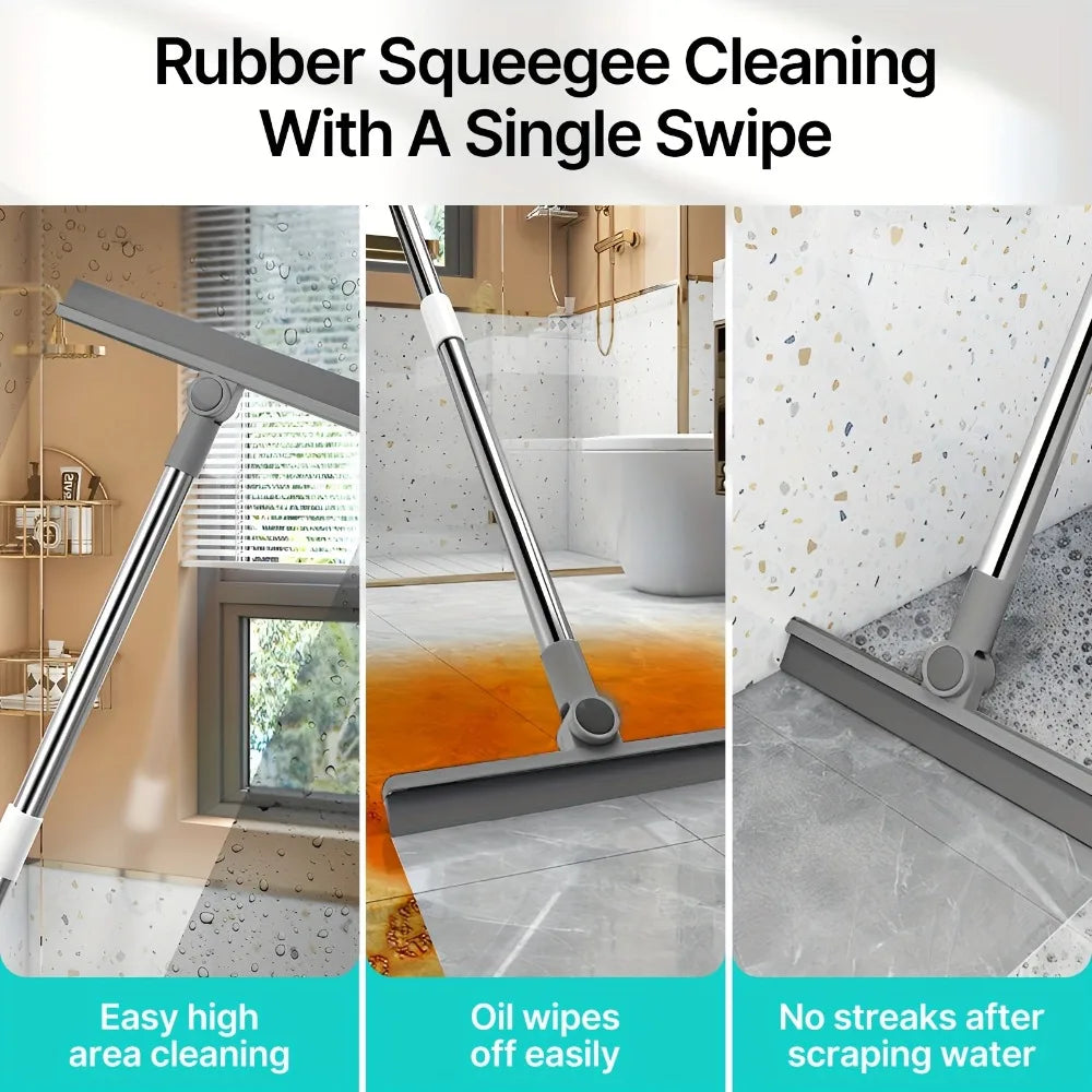 4-in-1 Broom with Dustpan, Brush, and Squeegee