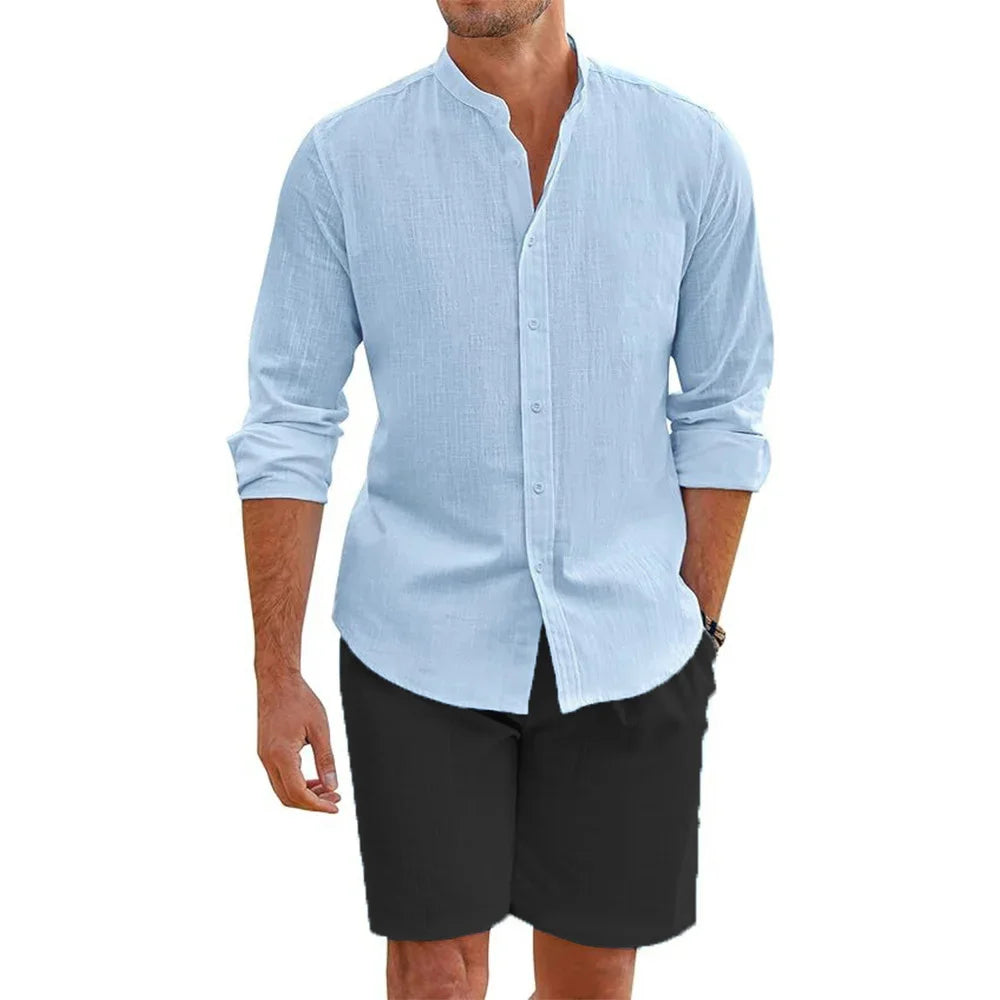 Men's Cotton Linen Shirt and Shorts Set — 2 Piece, Summer Beach Outfit