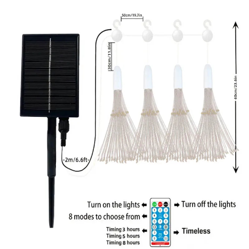 4 Pack Solar Firework Hanging Lights