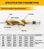 Titanium-plated Hex Shank Tap Drill Bit Set