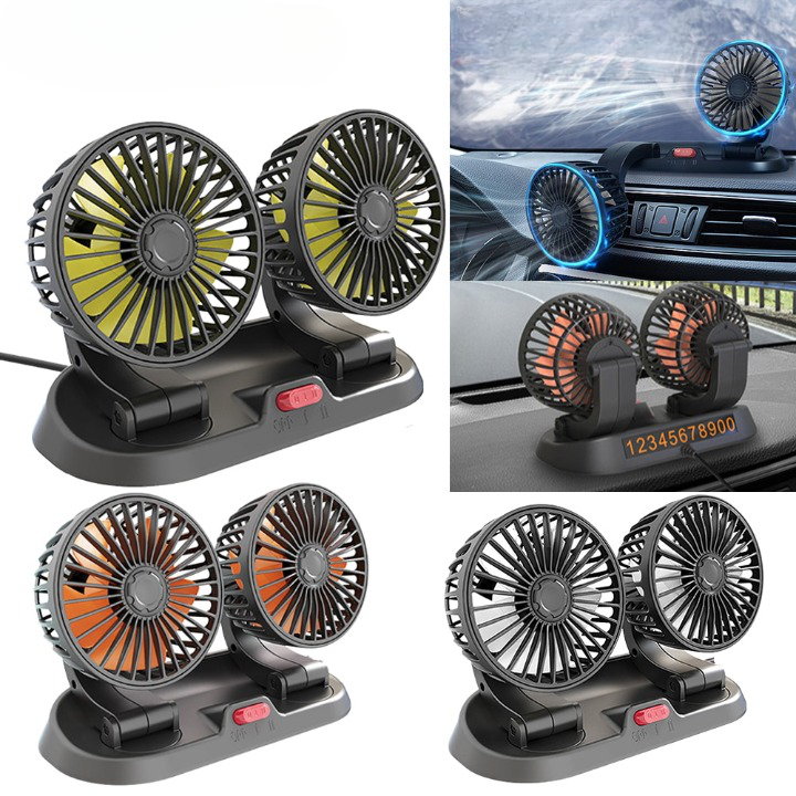 Mini Ventilateur Rotatif Á Double Tête Pour Voiture