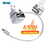 Chargeur Rapide 65W 2 Ports + Câble Rétractable