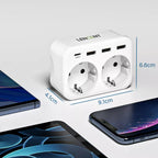 6-in-1 Wall Outlet Extender - USB and USB-C - Fast Charging