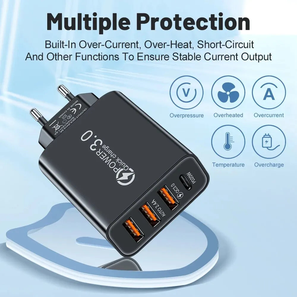20W Fast Multi-Port Charger - USB & USB-C