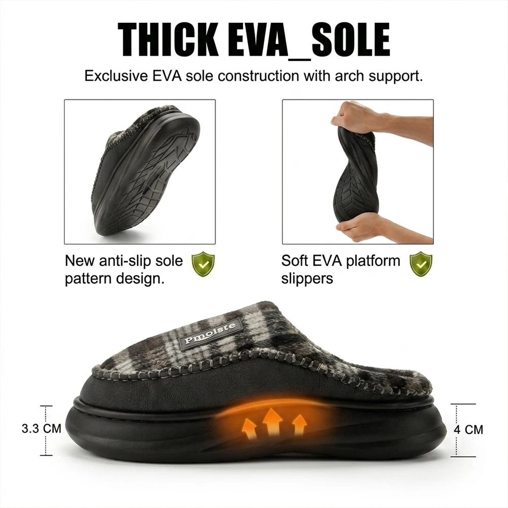 Chaussons Fourrés Homme Style Charentaises – Mémoire de Forme, Soutien Plantaire & Semelle Antidérapante