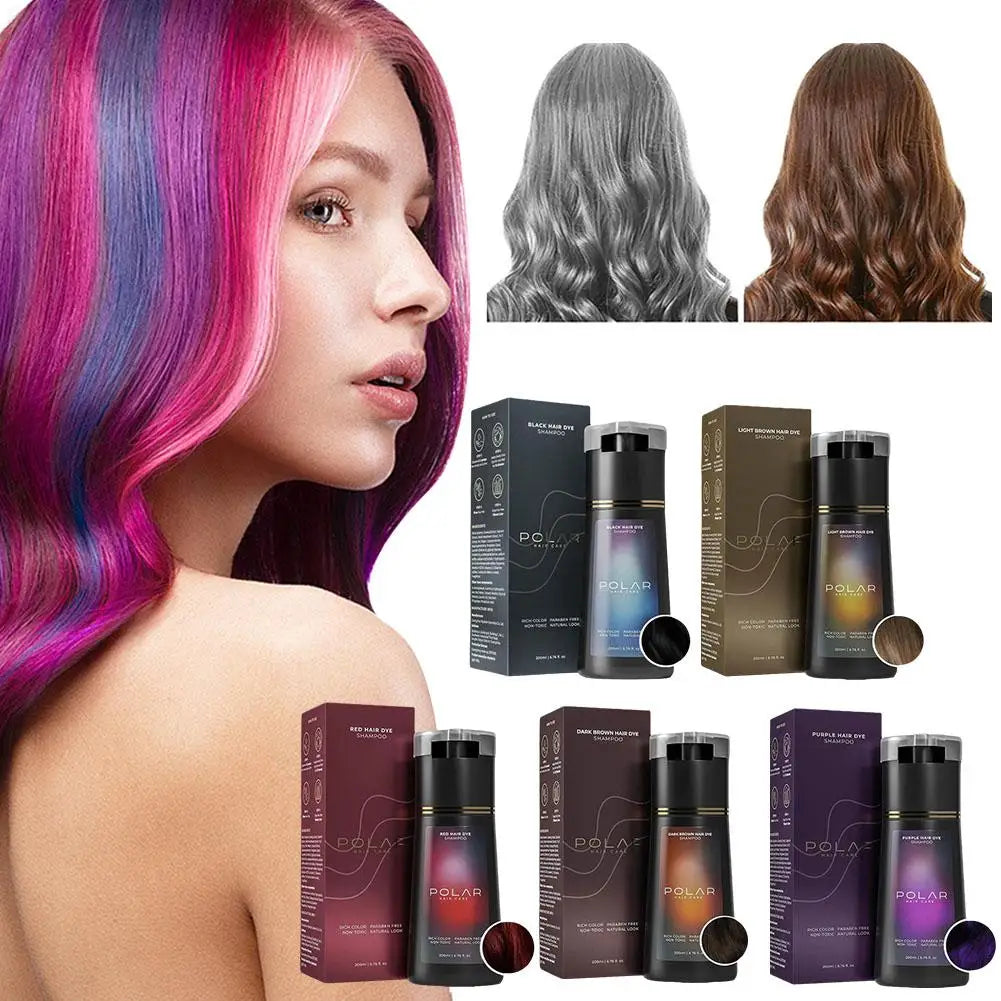 Shampoing Colorant 3-en-1 200 ml – Coloration Capillaire Nourrissante pour Femme et Homme, Couvre les Cheveux Gris