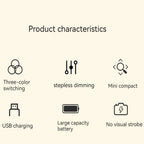 Lampe de chevet LED et tactile - 3 couleurs