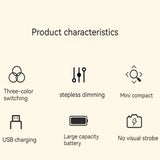 Lampe de chevet LED et tactile - 3 couleurs