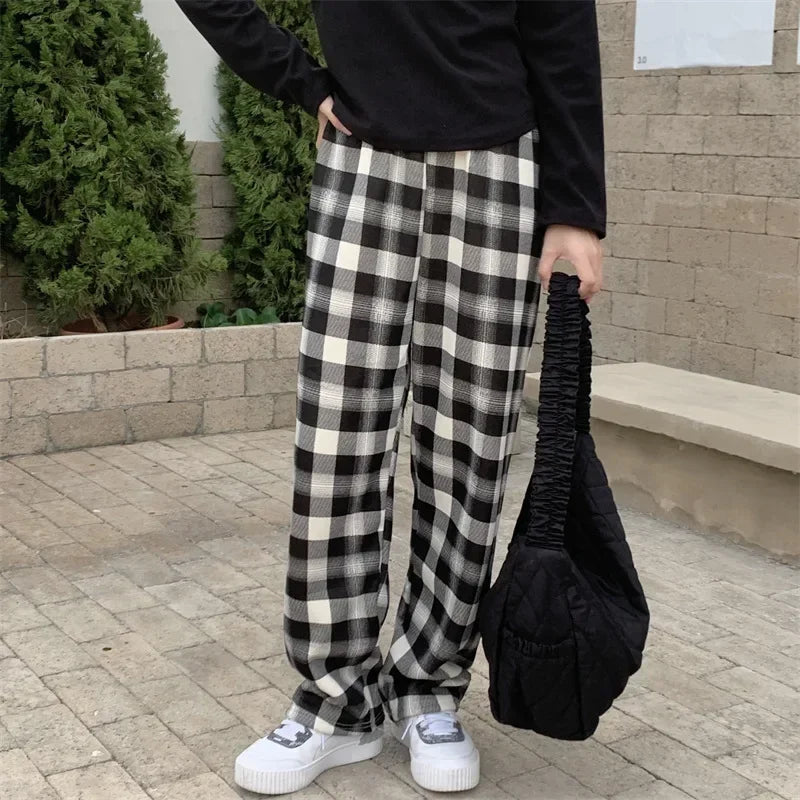 Warm Plaid Trousers - Fleece Lined