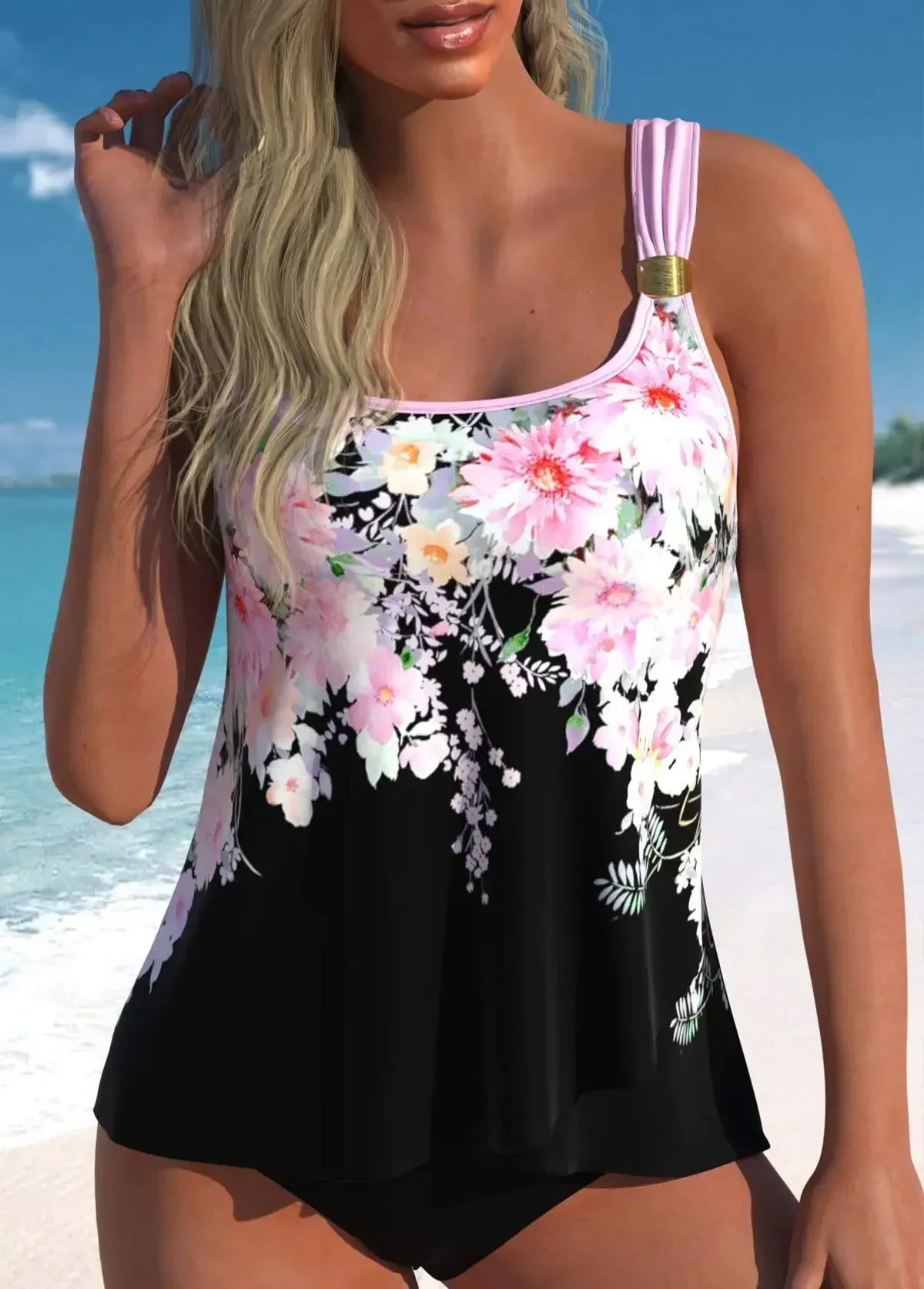 Women's Elegant Floral Print Summer Tankini
