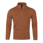 Pull côtelé à col cheminé à zip
