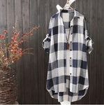 Chemise à Carreaux longue en Coton Mi-Saison - Femme