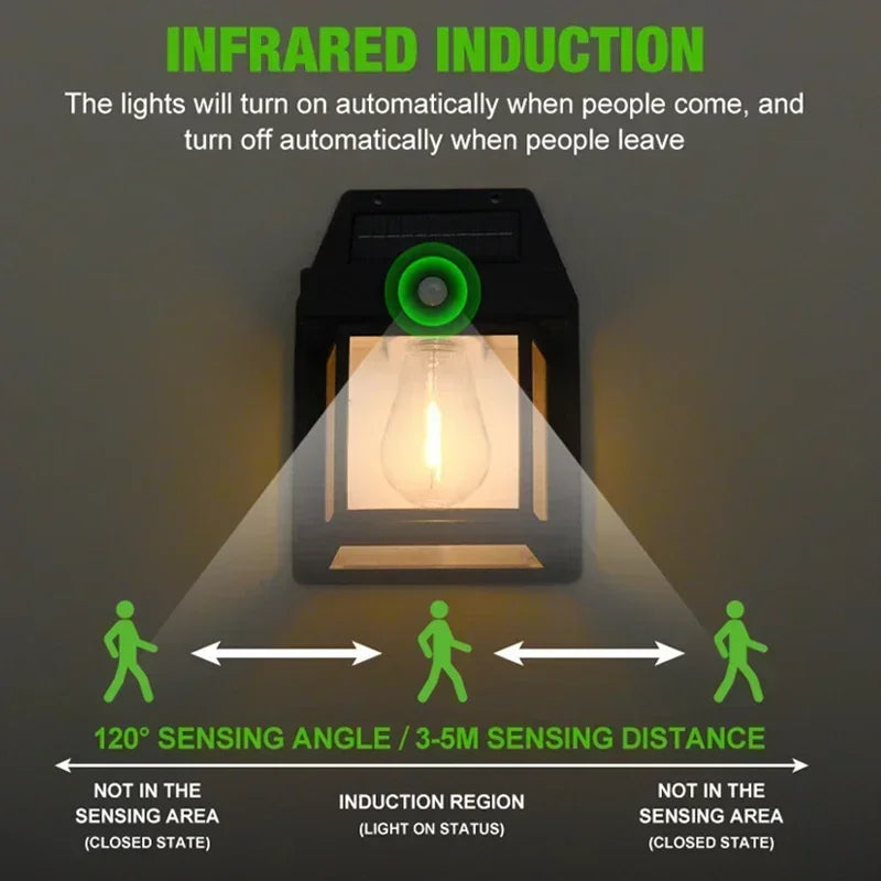 4-Pack Solar Powered Waterproof Outdoor Wall Sconces with Motion Sensor