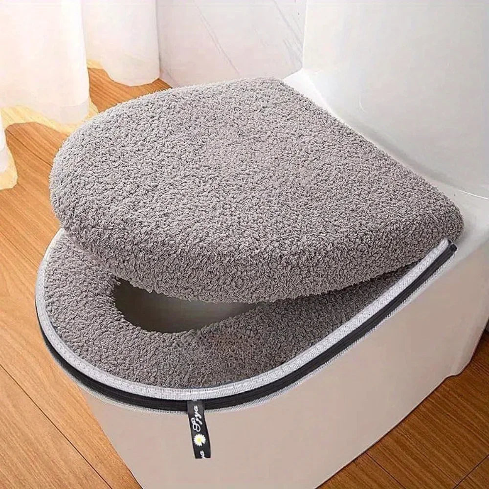 Housse de Siège WC Universelle avec Zip Épaisse et Moelleuse – Lavable en Machine