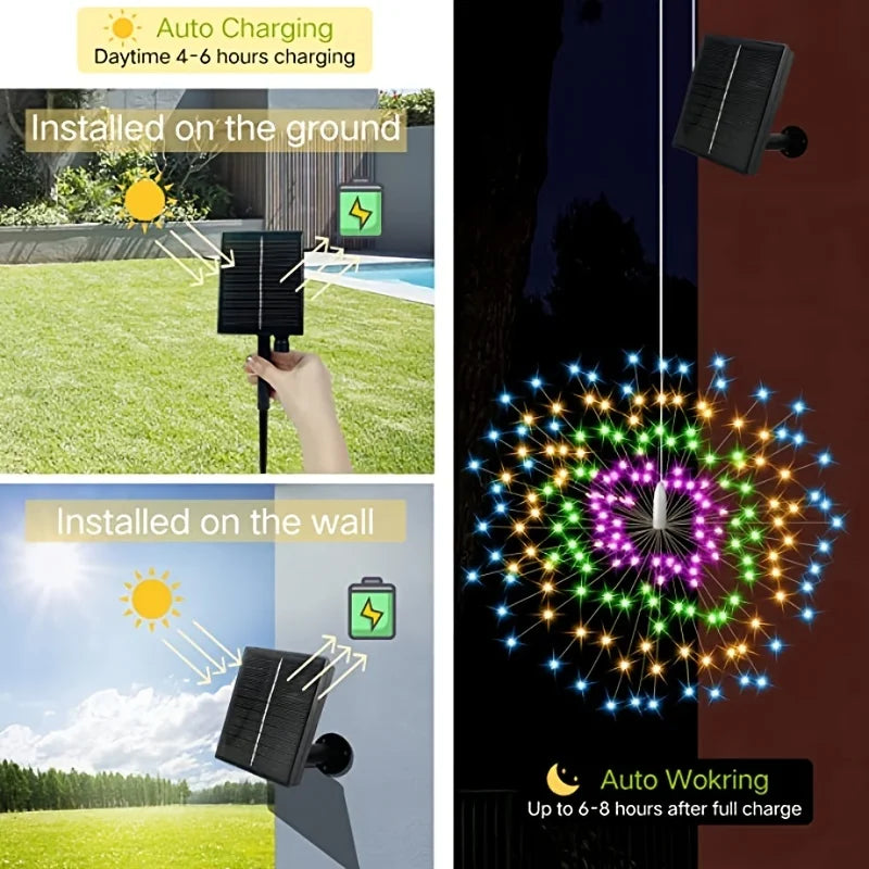 4 Pack Solar Firework Hanging Lights