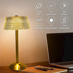 Lampe LED Cristal Or avec Bouton Tactile & USB
