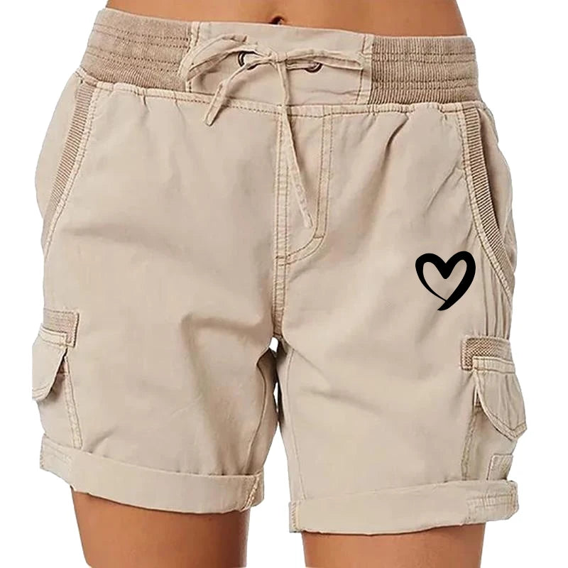 Women's Heart Print Cargo Shorts