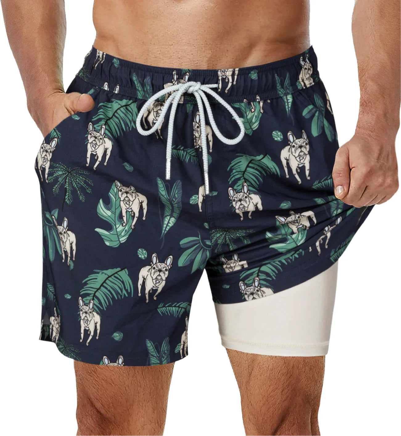 Swimsuit with integrated compression lining