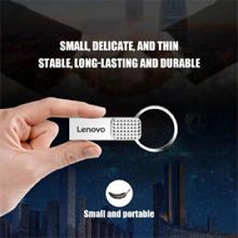 Lenovo - Mini clé USB 2TO en métal Haute Vitesse + Adaptateur