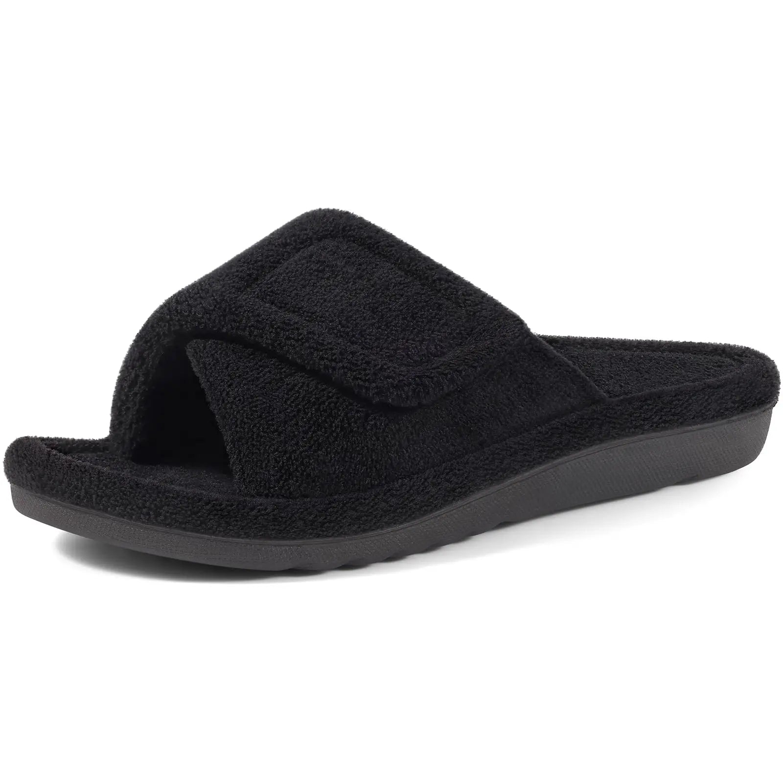 Open-Toe Indoor Slippers with Hook-and-Loop Fastener & Non-Slip Sole