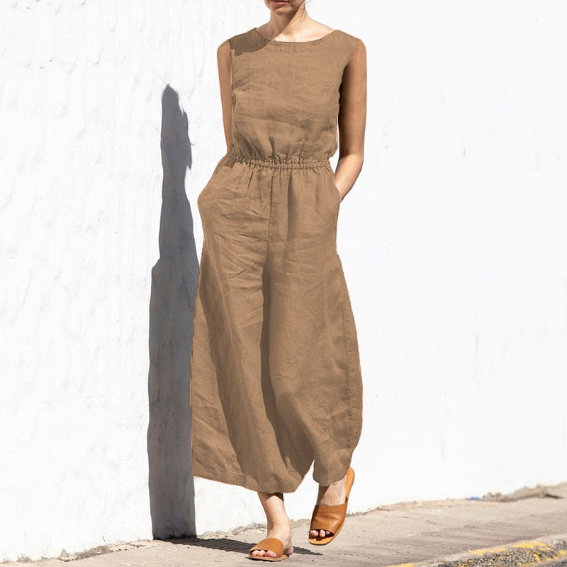Women's breathable linen jumpsuit