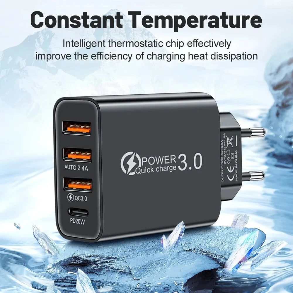 20W Fast Multi-Port Charger - USB & USB-C