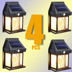 4-Pack Solar Powered Waterproof Outdoor Wall Sconces with Motion Sensor