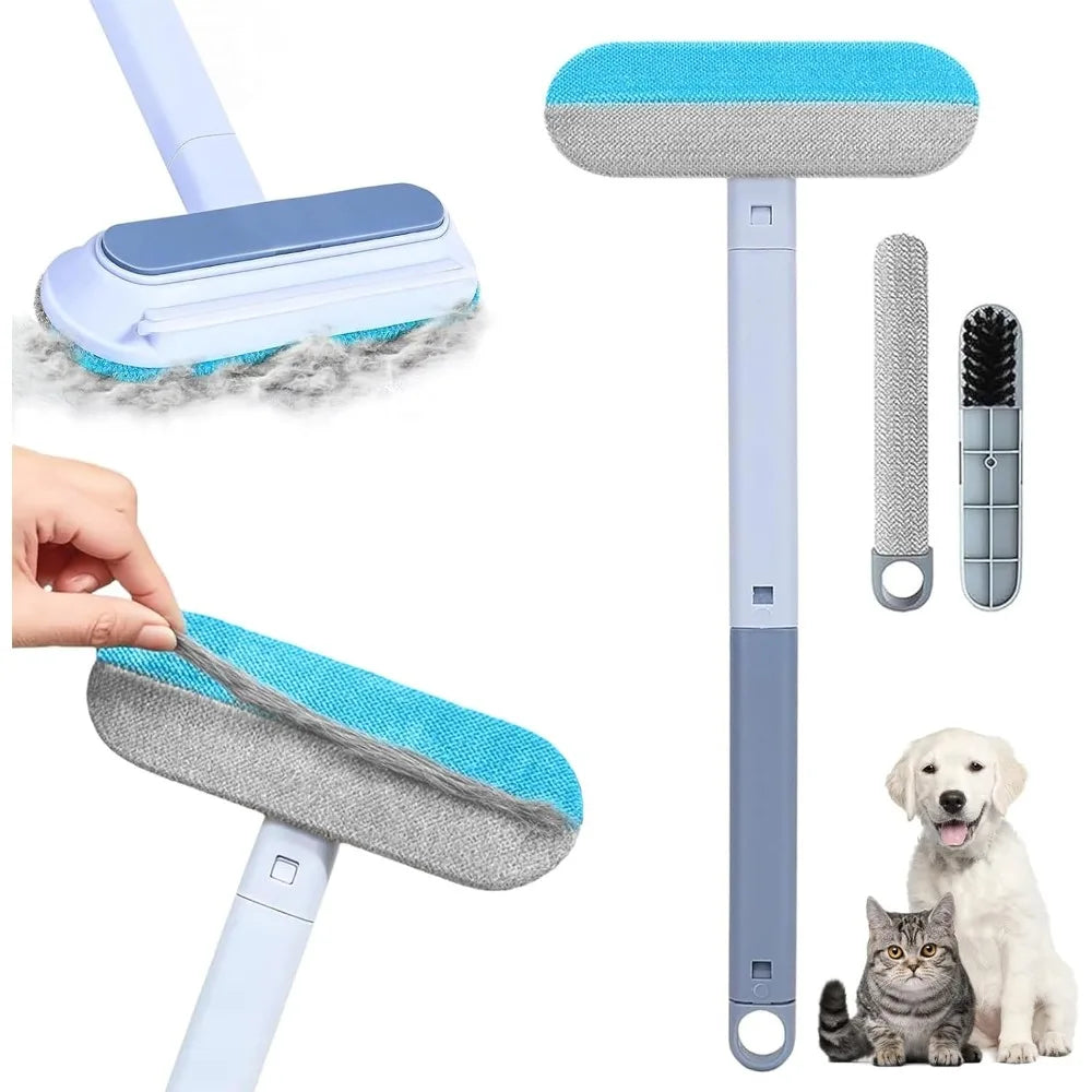 Reusable 4-in-1 Long-Handled Pet Hair Remover Brush — Washable, Dog & Cat, Sofa & Clothing