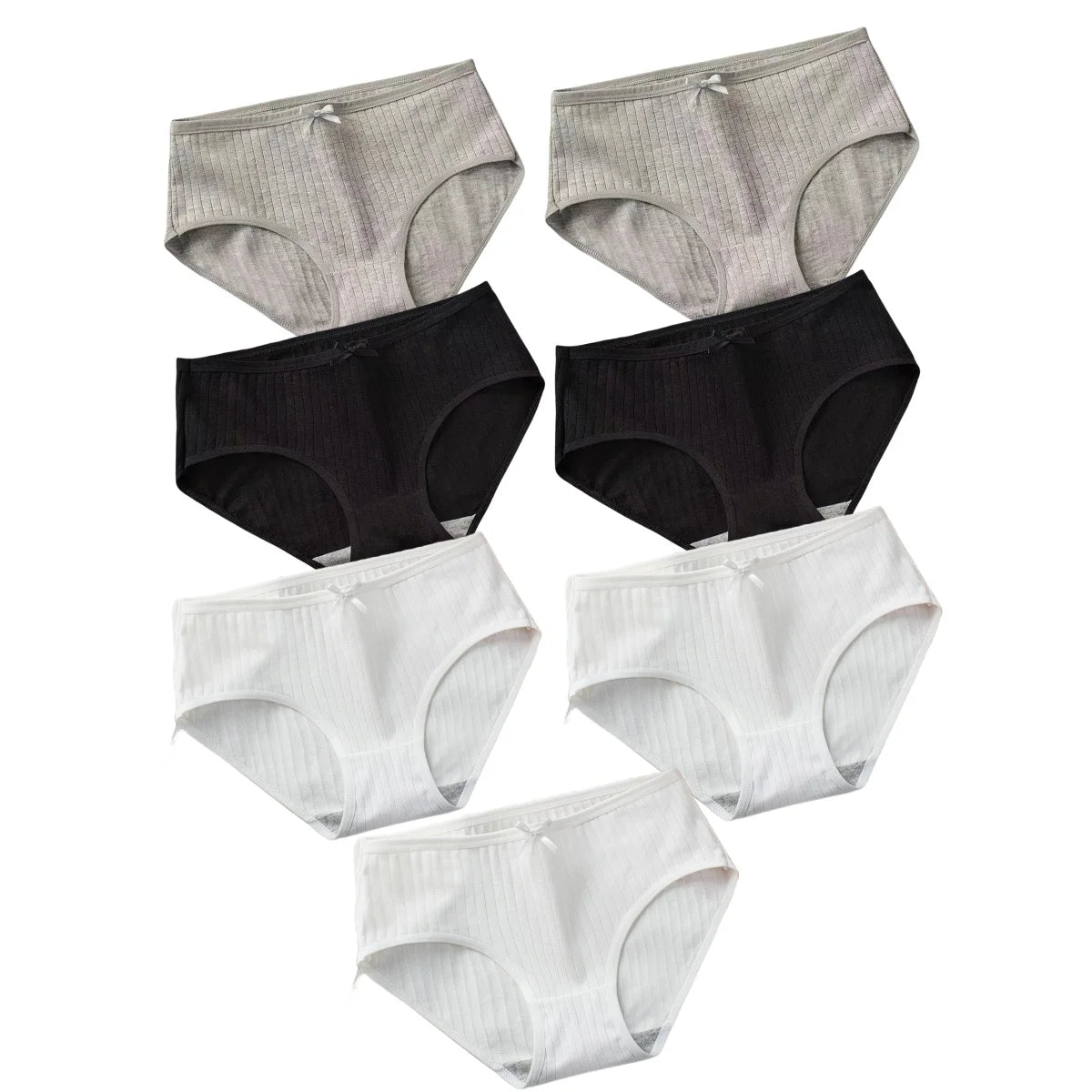 Pack of 7 Ribbed Cotton Briefs with Small Bow