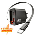 65W USB-C Fast Charger with Retractable Cable