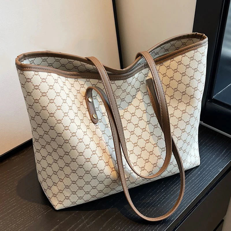 Large Capacity Patterned PU Leather Tote Bag