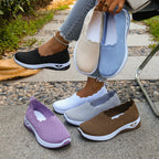Chaussures Slip-On de Marche Femme en Maille Respirante – À Enfiler, Souples & Confortables – Semelle Compensée Antidérapante