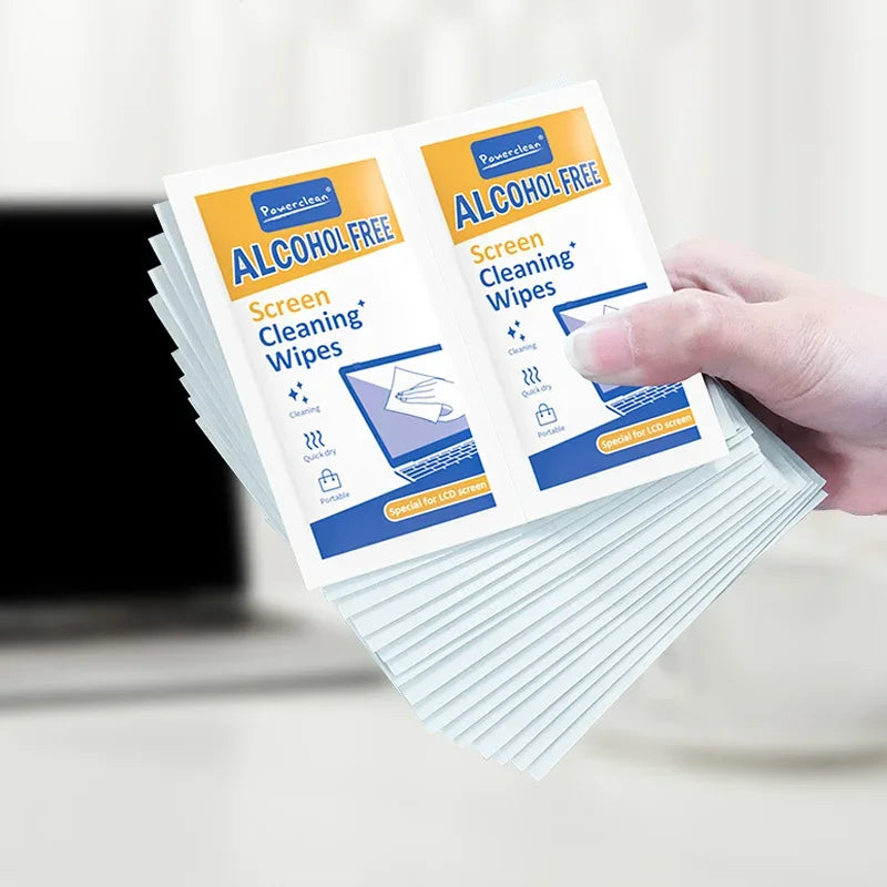 Lot de 40 Lingettes Nettoyantes pour Écrans – Lingettes Sèches et Humides pour PC, Téléphone, Tablette, TV et Voiture