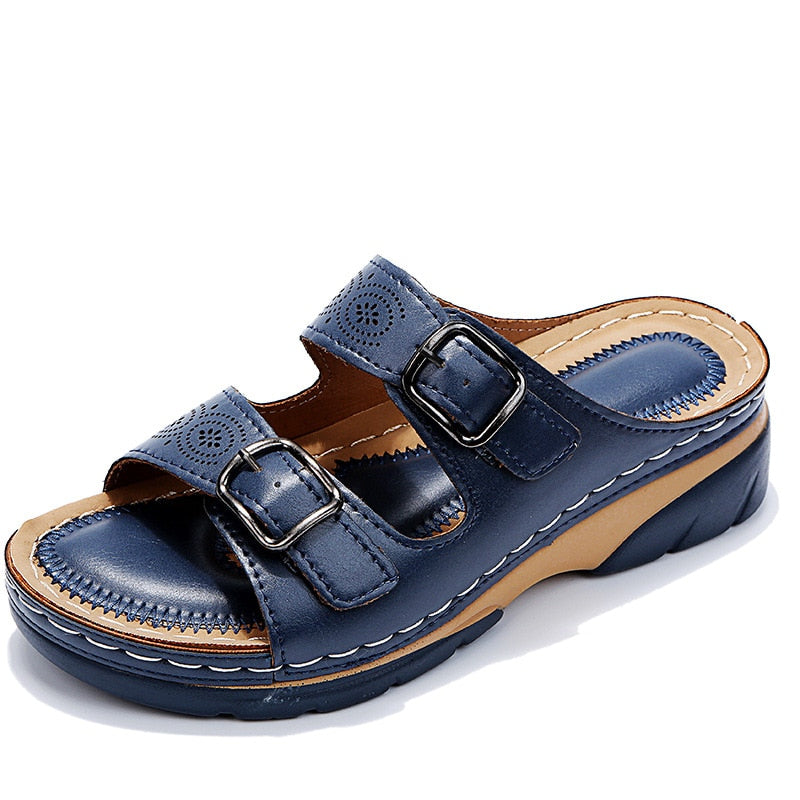 Platform sandals with memory foam