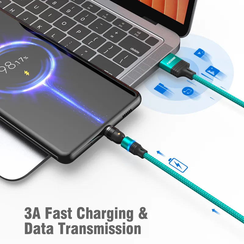Câble USB Magnétique Triple Embouts - Micro, USB, Type-C