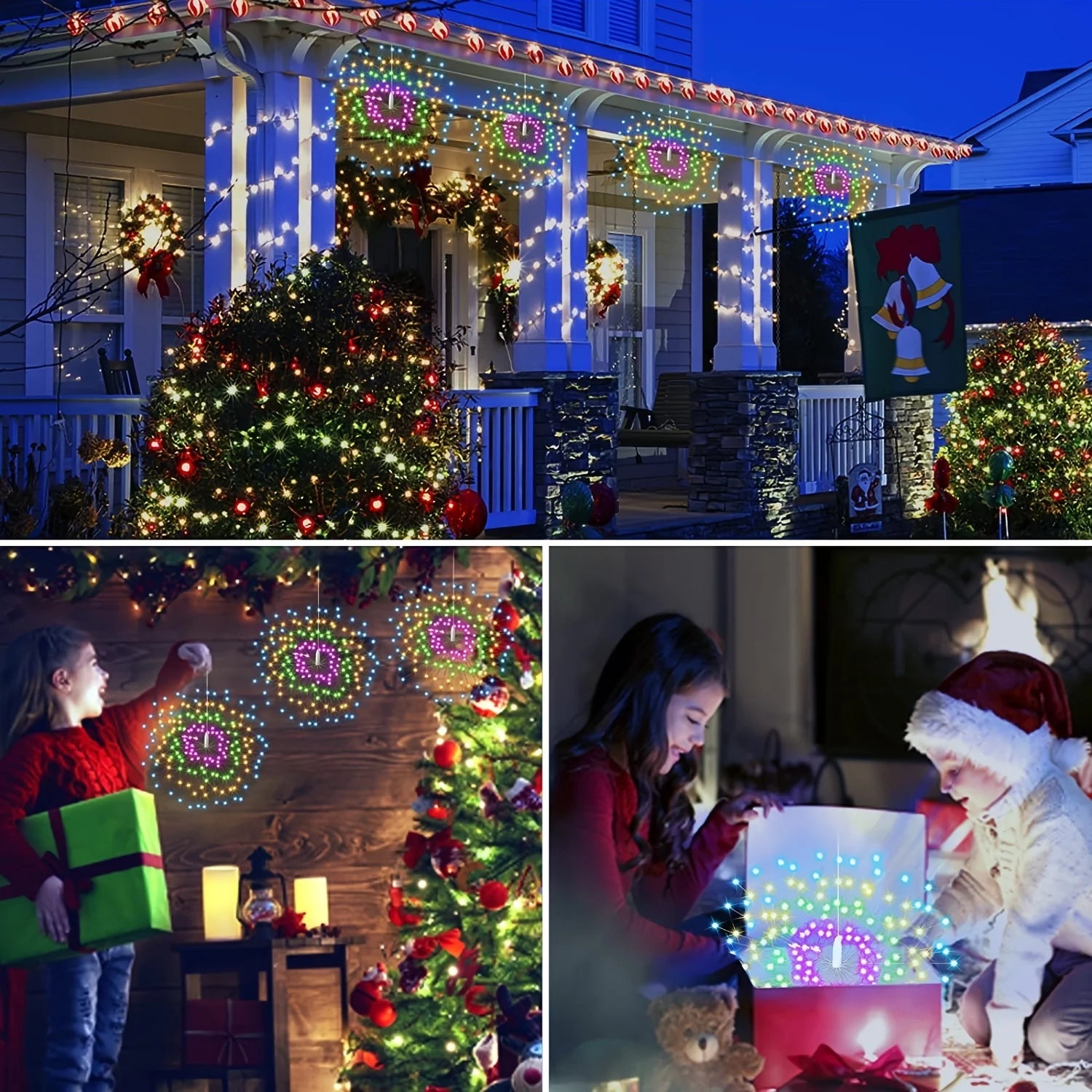 4 Pack Solar Firework Hanging Lights