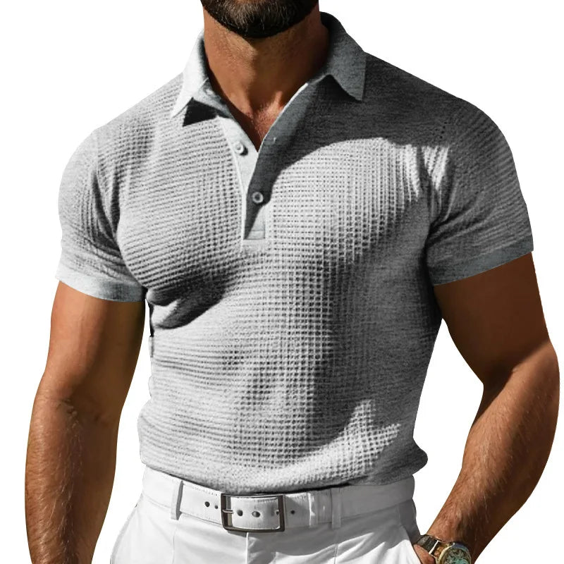 Men's Summer Polo Shirt 2025 – Breathable Waffle Fabric
