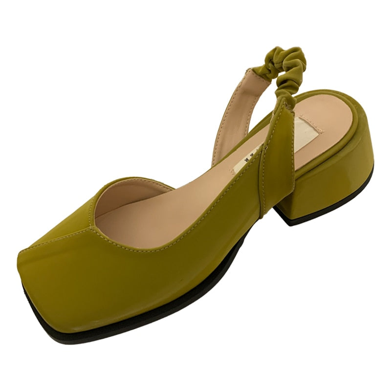 Sandales à talon et bout carré - Cuir PU