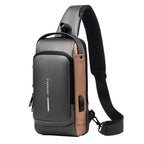 Sac à Bandoulière Homme AntiVol avec Cadenas & Chargement USB